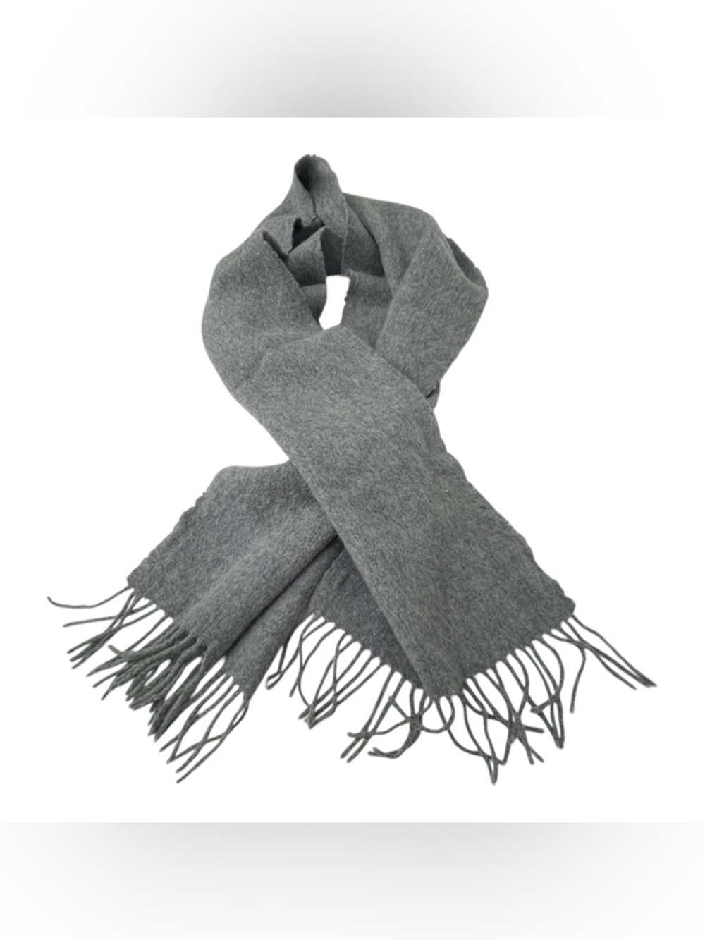 V. Fraas Cashmere Gray Fringe Scarf Luxury Soft Warm Cozy Made in Germany Luxe